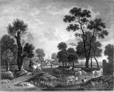 Landscape with Horsemen and Cattle by Johann Heinrich Roos